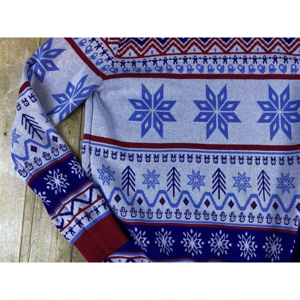 Magid Safety Ugly Christmas Sweater Unisex Size Large Holiday‎ Sweater Red Blue